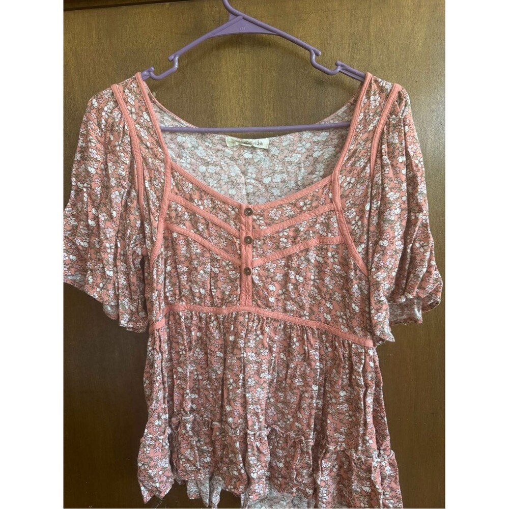 Rewind Floral Button-Front Tunic in Dusty Rose